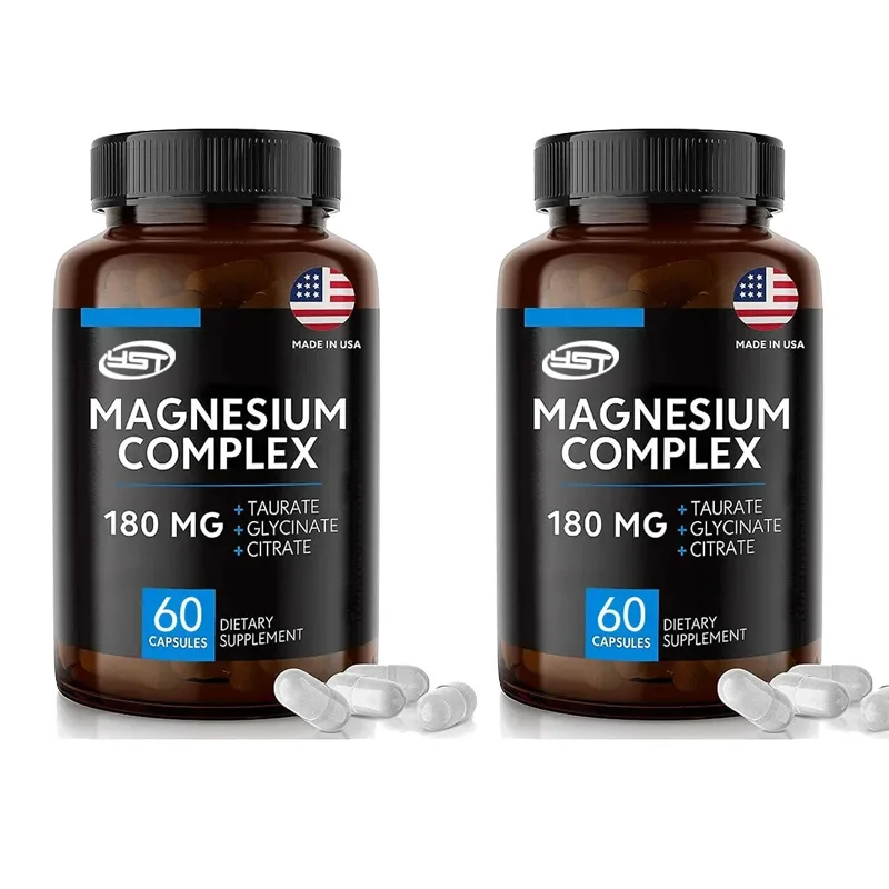 Magnesium Supplement -180mg Glycine Magnesium Malate Citrate and Chelate 60 Vegetarian Capsules