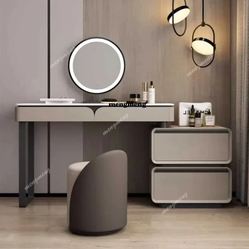 Luxury Stool Storage Dressers Bedroom Modern Make Up Table Dressers Vanity Desk Light Mirror Tocador De Maquillaje Furniture