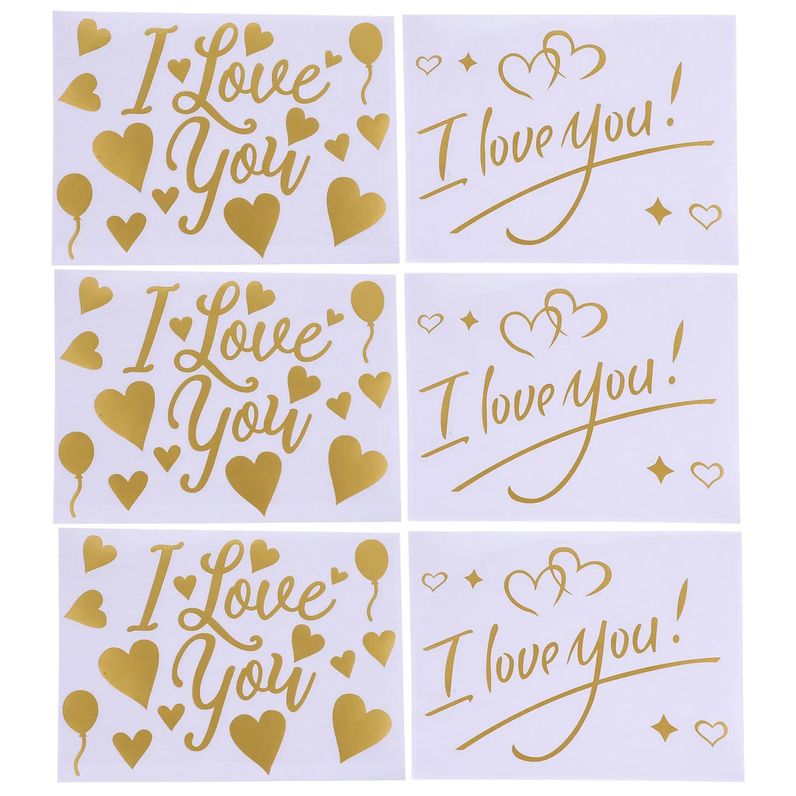 

1Set Love Themed Wall Stickers Set Carved PVC Material Clear Pattern Bright Color Fadeless Self Adhesive Decor for Valentine's