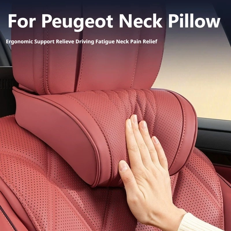 Car Headrest Pillow Memory Foam Perforated Leather For Peugeot Rifter RCZ 5008 3008 508 408 308 2008 208 E-208 Car Accessories