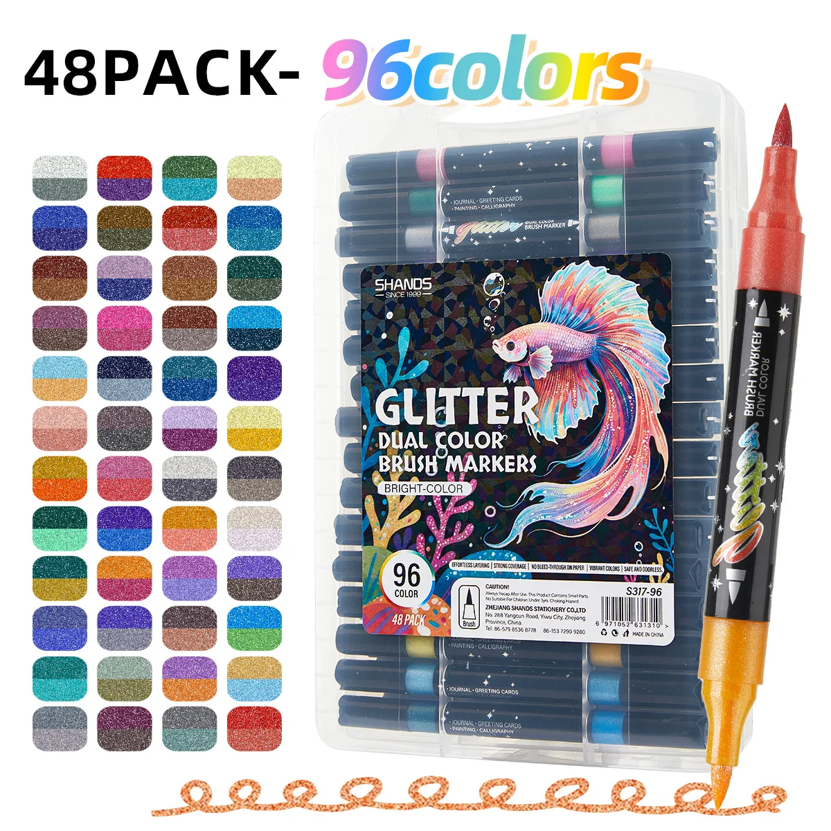 

12/24/36/48 Dual Tip Metallic Glitter Markers Set, Vibrant Colors, Water-Based Ink, Art Marker Pens for DIY Crafts, Greeting Car