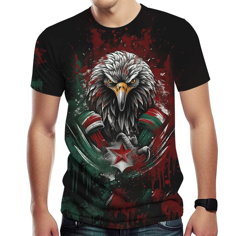 Mexico National Flag 3d Print T Shirt Men Mexican Fashion Eagle Pattern Short Sleeve Oversized Man Tops Casual Streetwear Tees