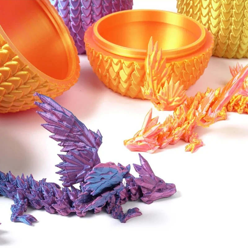 3D Printed Dinosaur Flying Dragon Ornament Articulated Joints Gradient Color Wings Gifts Handicraft Moving Part Home Decor