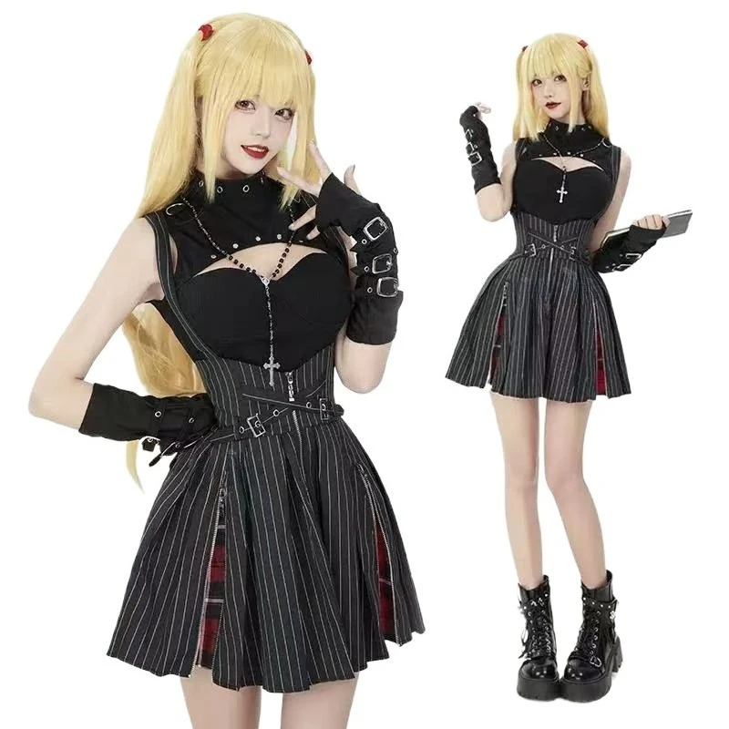 

Anime Death Misa Amane Cosplay Costume Note Manga Black Gothic Dress Women Uniforms Subcultural Stage Halloween Carnival Suit