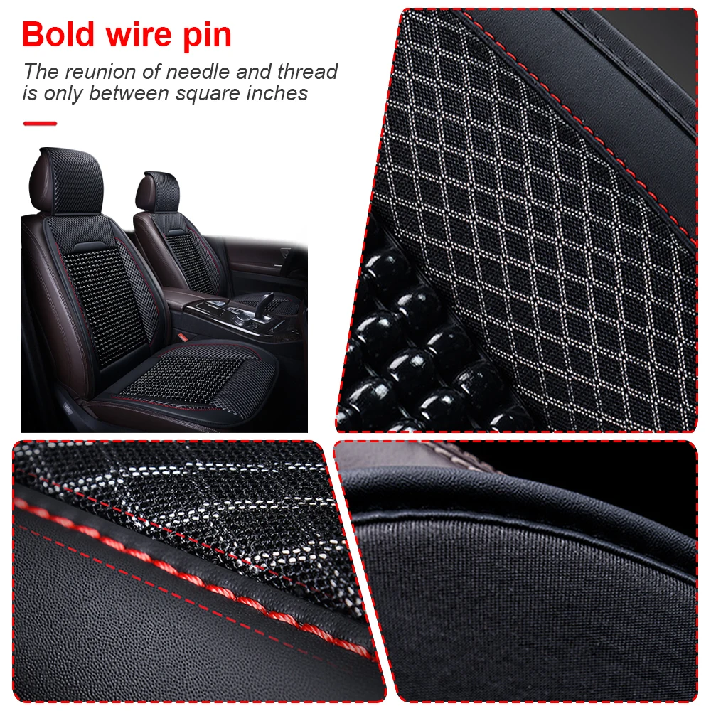 Auto Holz Perle Sitzkissen Sommer Coole Leder Auto Sitz Abdeckung Atmungsaktive Handgemachte Auto Sitz Matte Pad Universal Auto Zubehör – Detail 9