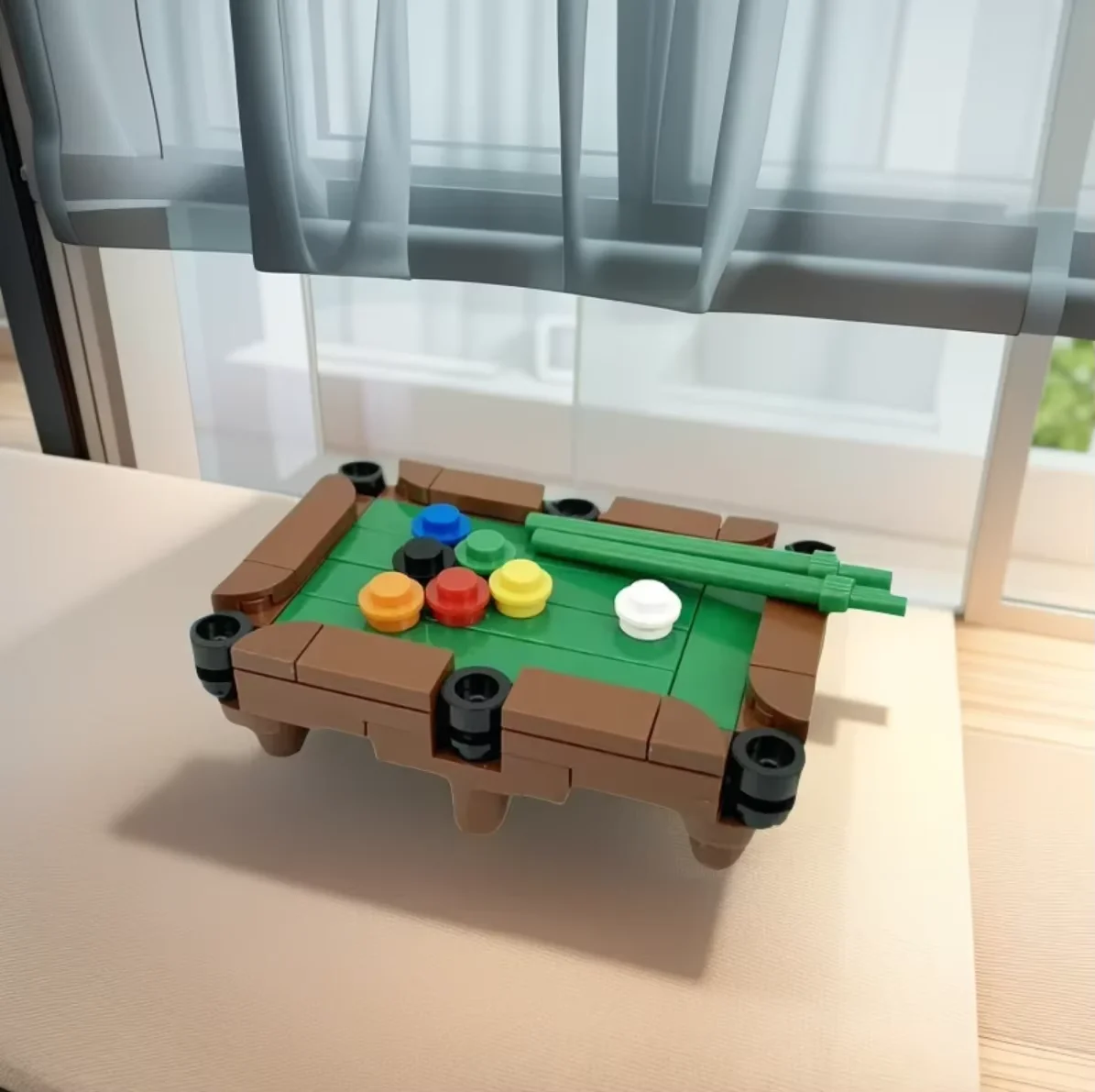 新しいクリエイティブなデスクトップ装飾用エビビルディングブロックバランスフレームビリヤードモデルキットMOCパズル組み立ておもちゃ＆ギフト