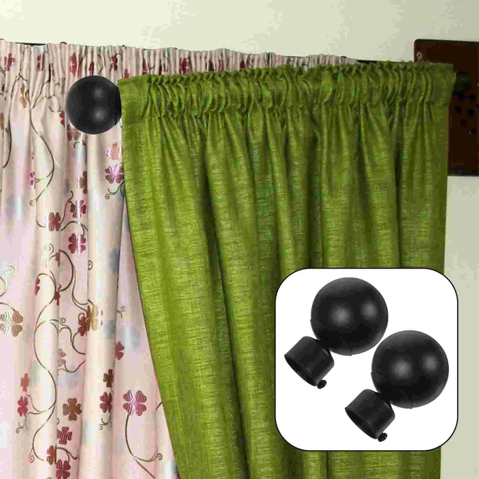 Decorative Curtain Rod Ends Window Curtains Drape Finals Girl Black Finials Retro