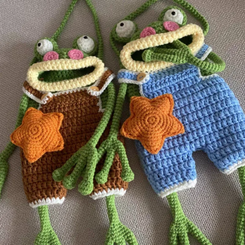 

Предпродажа, пряжа, вязаная крючком, лягушка с большим ртом, сумка для мобильного телефона, ручная работа, сделай сам, готовый продукт, домашний уродливый кроссбоди, забавные креативные подарки