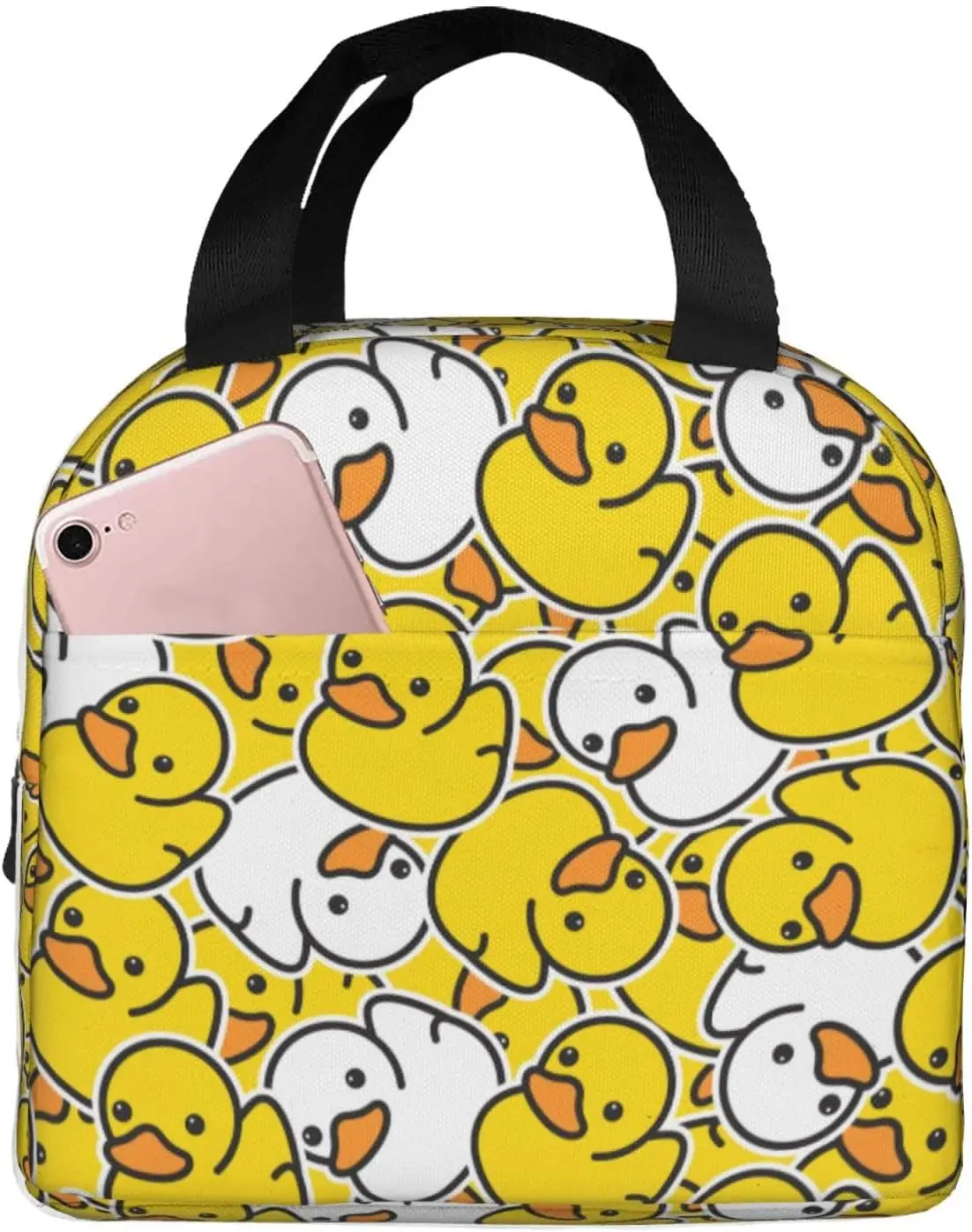 Rubber Duck Lunch Bag Compact Tote Bag Cute Cartoon Duckies Reusable Lunch Box Container For Women Men School Office Work, 6l