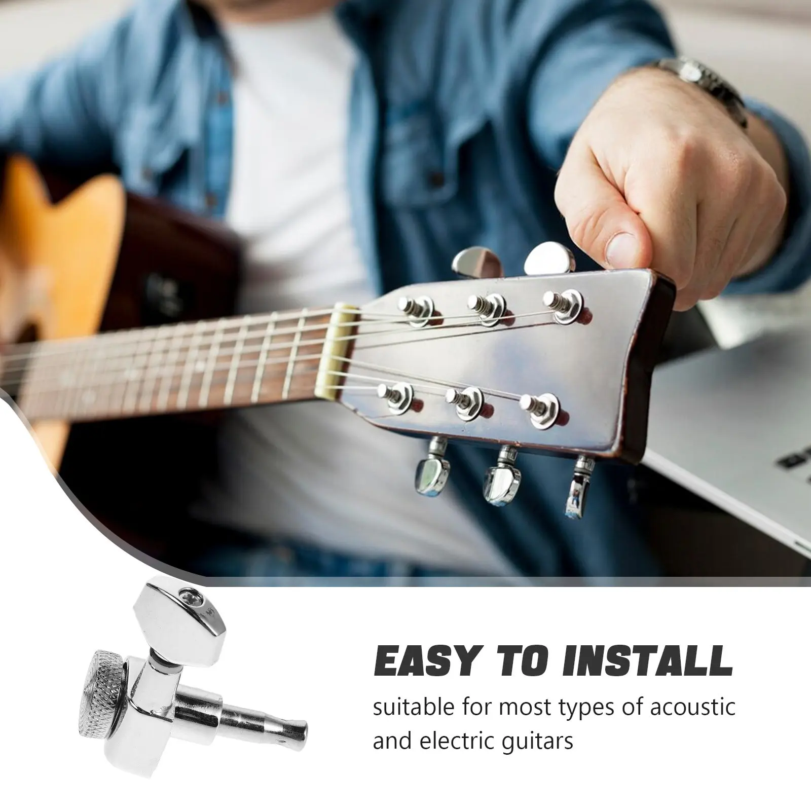 6Pcs Professional Locking Tuning Pegs for Acoustic Electric Guitars Secure String Lock Mechanism Enhanced Sound Stability Metal