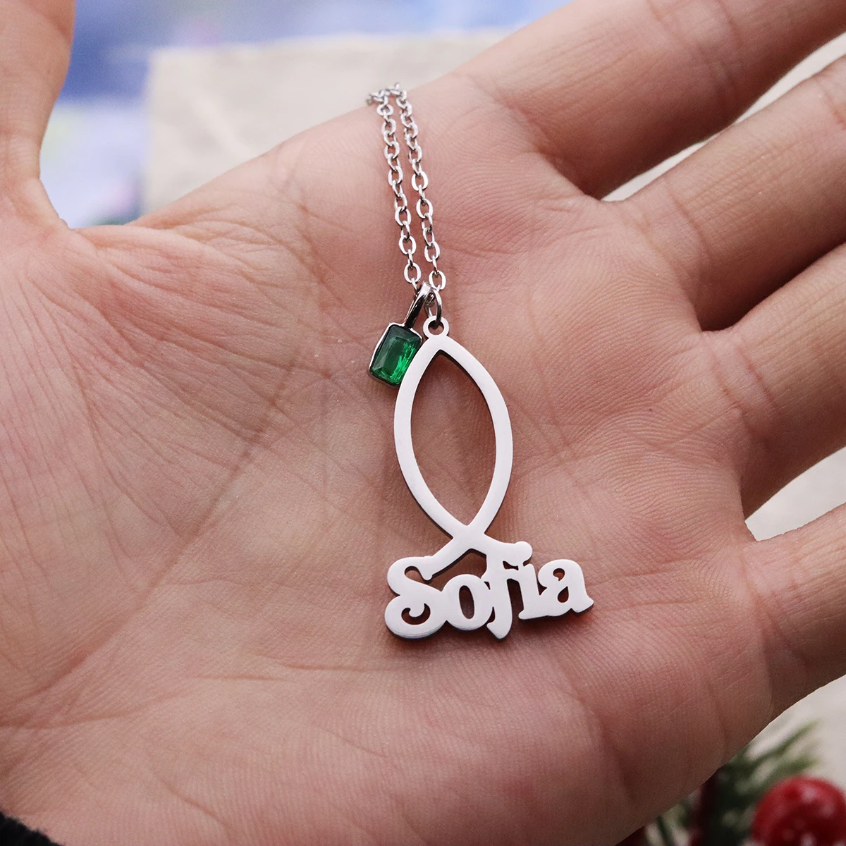 

Chandler Custom Name Ichthys Jesus Fish Pendant Necklace Abundance Faith Protection Amulet Christian Jewelry