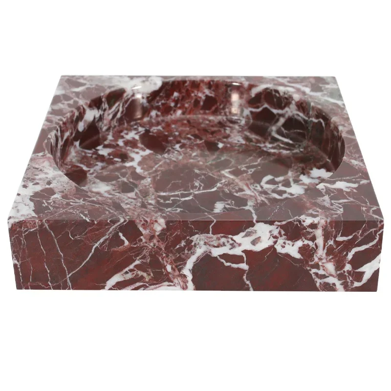 Serving Tray New Design Luxury Red Square Marble Tray Holder Collection Marble Jewellery Display Jewelry Storage Marble Tray