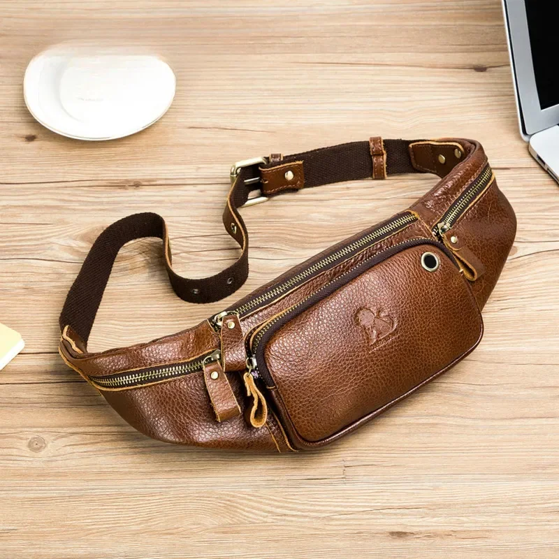 

Brand 100% Genuine Leather Waist Packs Fanny Pack Belt Bag Phone Pouch Bags Travel Waist Pack Male Small Waist Bag Leather Pouch