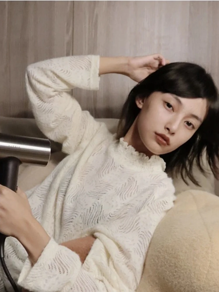 

Кружевная основа irt Women's Faion Осень Зима Высокий воротник Внутренняя одежда Ушной вид Све для пухлой сестры Прямая трубка Корейский Sle