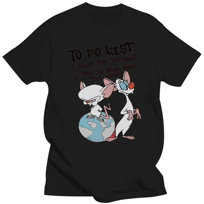 Pinky And The Brain To Do List T-Shirt TEE Shirt Cotton Customize anime clothes new in tops & tees heavyweight Male Cartoon