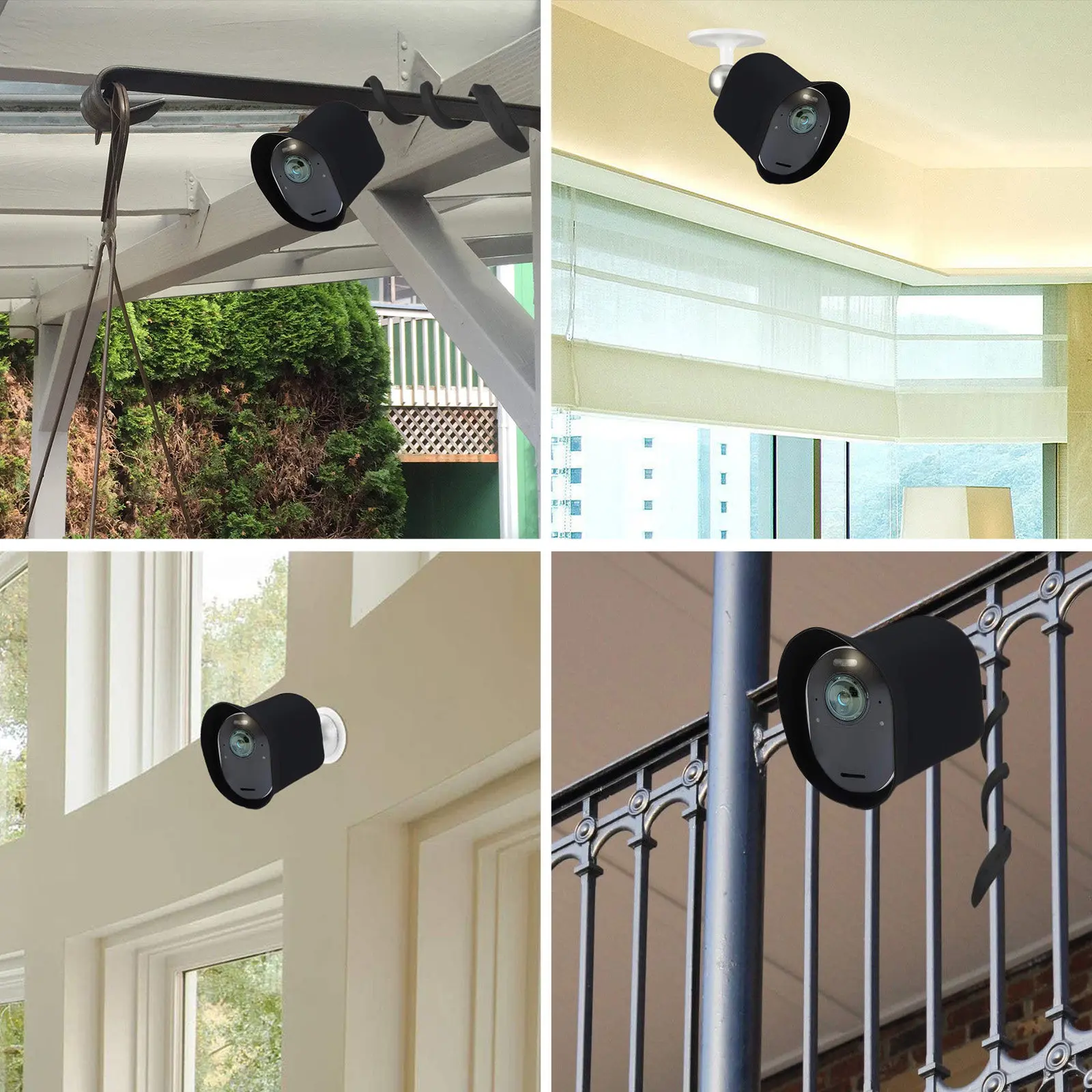 Silicone Security Camera Protector Cover Weatherproof Uv Resistant Rain Glare Protection Easy Install Compatible with Arlo