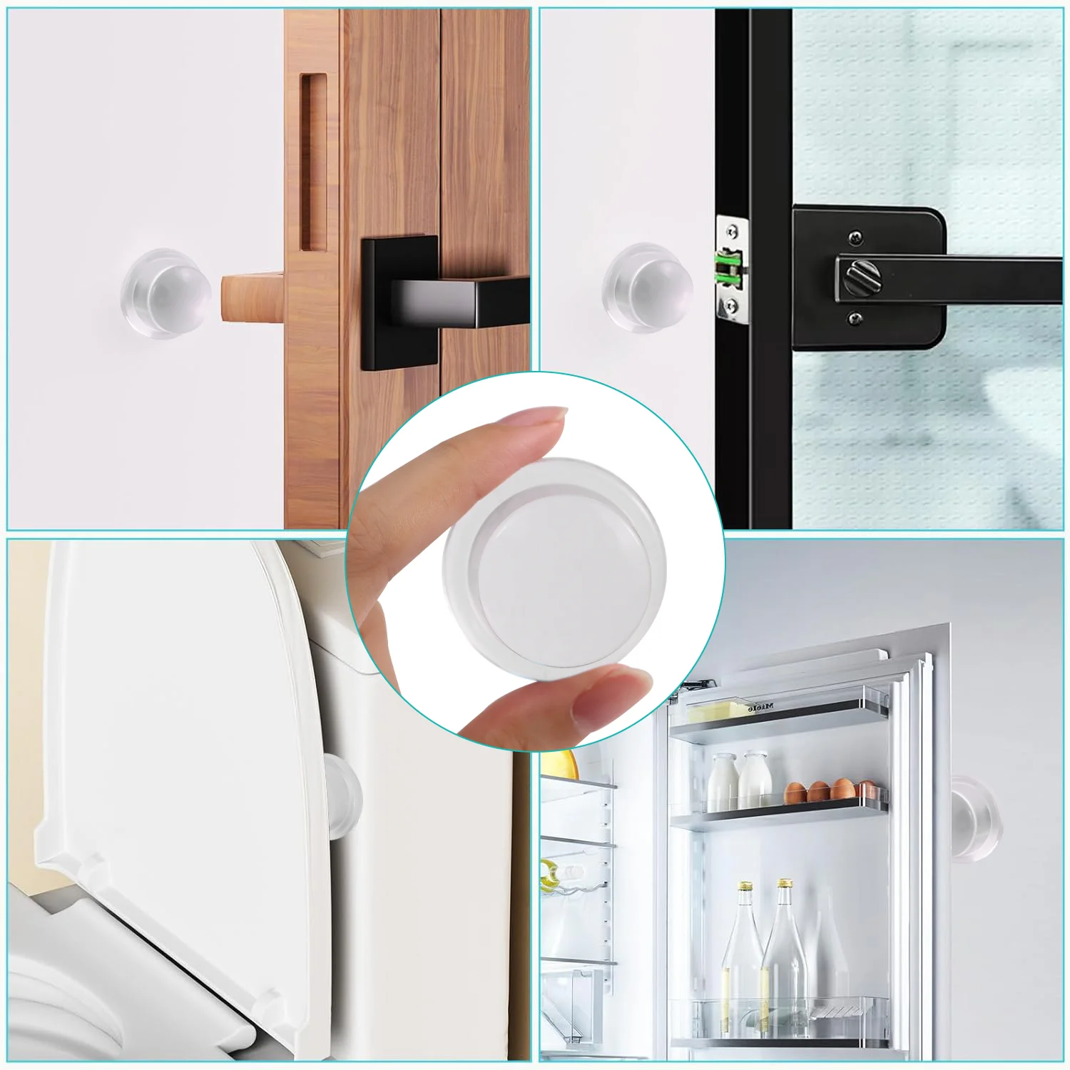 Topes de puerta para pared, protector de pared para perilla de puerta, tapón de manija de puerta absorbente de golpes, protege toda la superficie de la pared, transparente