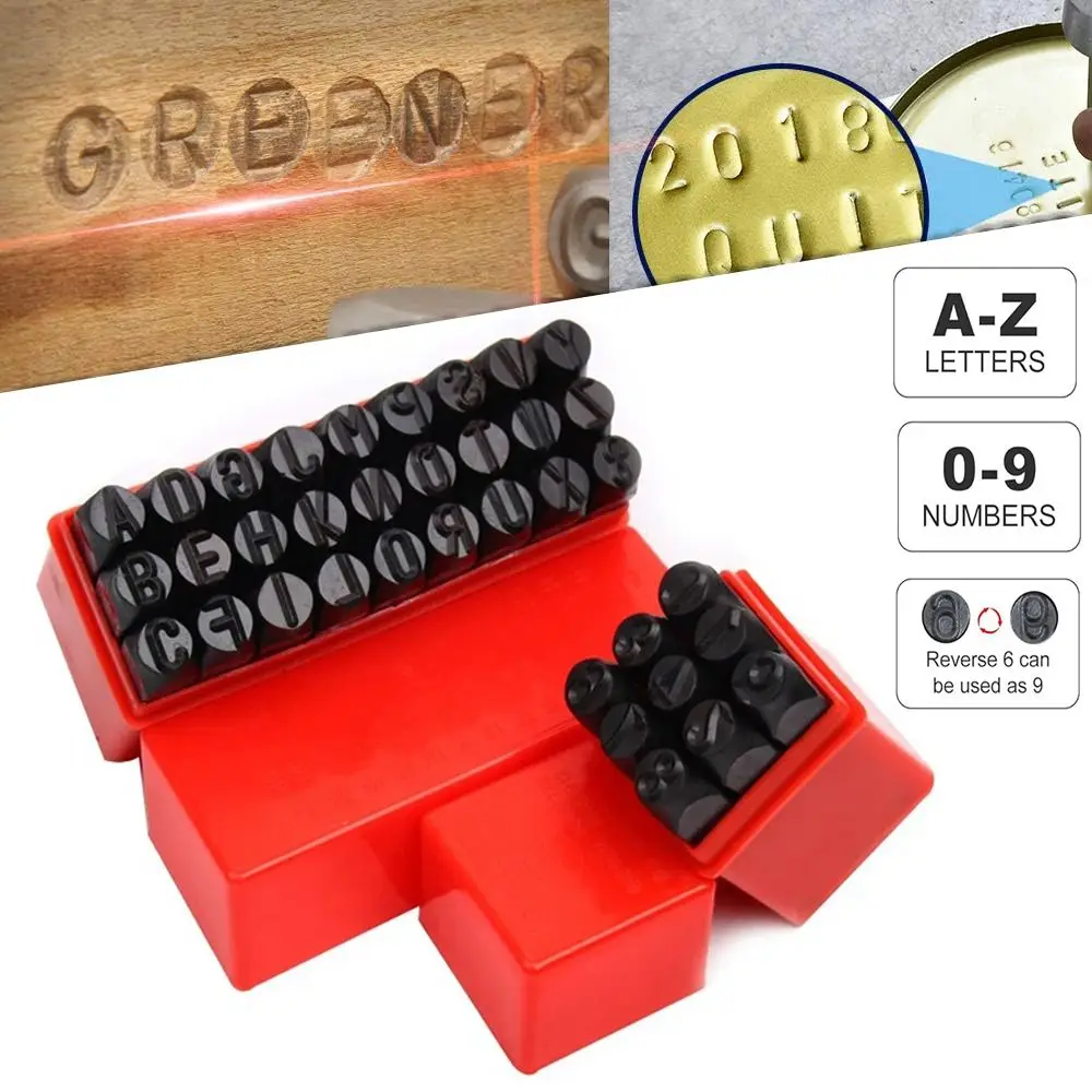 

Stamping Tools 3-12.5 mm Letter&Number Stamp Punch Steel With Plastic Case Number Stamp Digital Letter Stamp