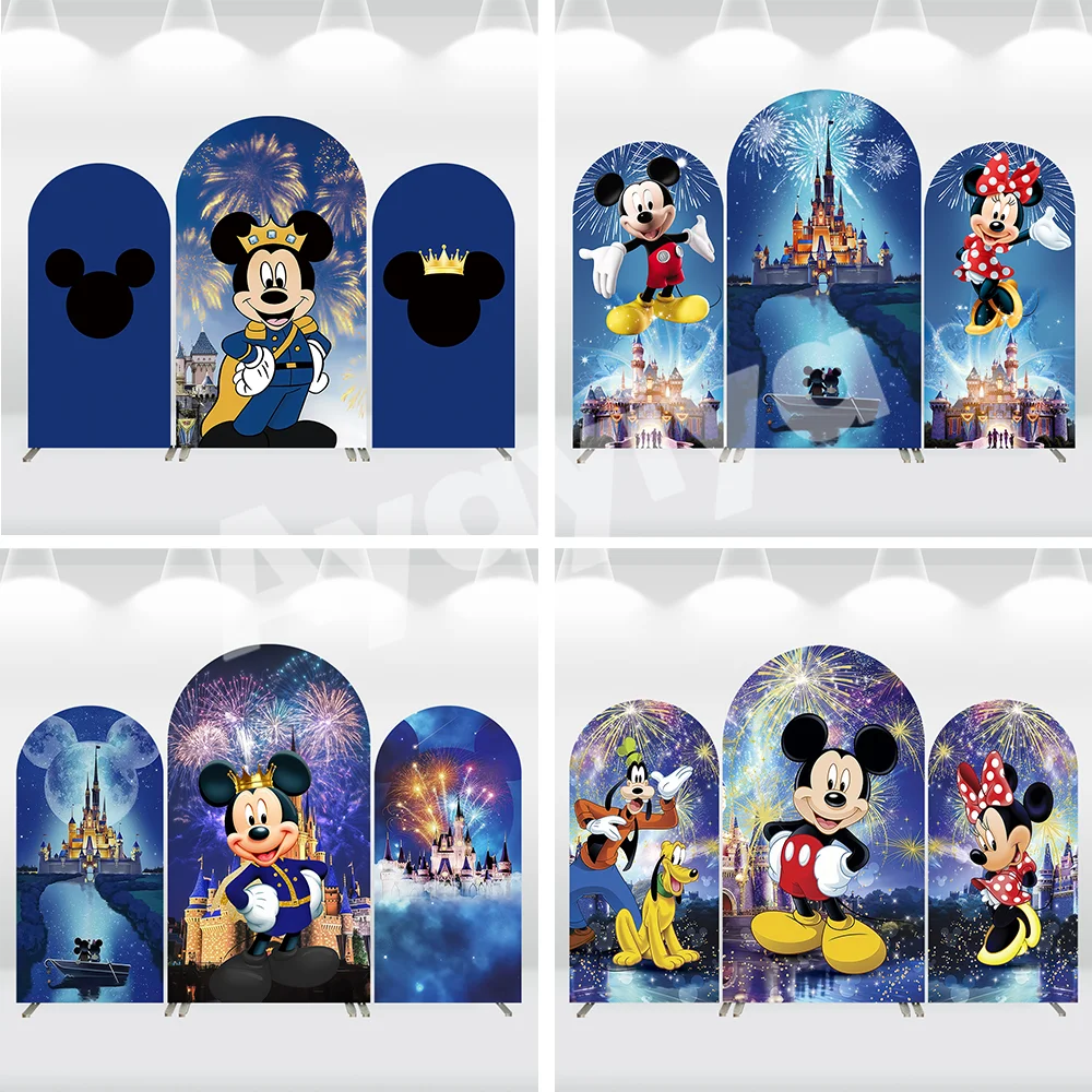 

Золотая Корона Диснея, Королевская Микки Маус, арка, настенный фон для мальчика, декор на день рождения, фейерверк, замок, детский душ, арочный баннер
