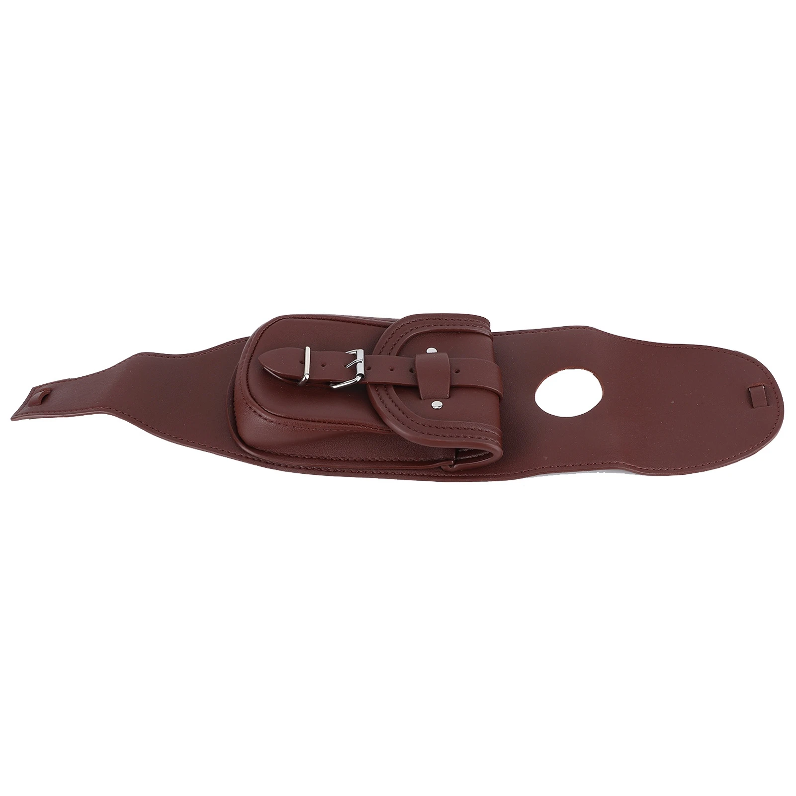 

Motorcycle PU Leather Gas Tank Cover Pad Bib with Pouch - Brown Motorbike Accessory