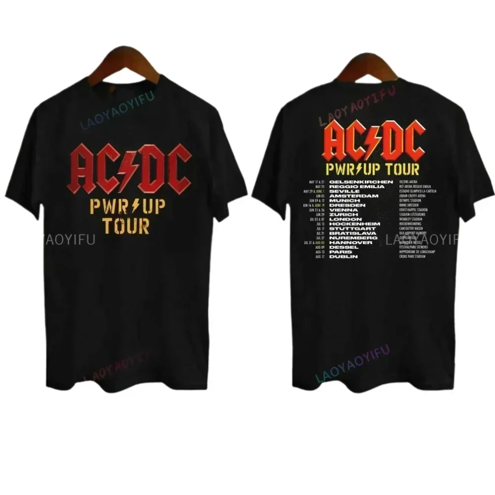 2024 AC-DC Band 51 Rare Vintage Men T-Shirt Rock Lyrics Short Sleeve Women Tshirts Unisex Top Tour PWRUP Cotton T Shirt Hip Hop