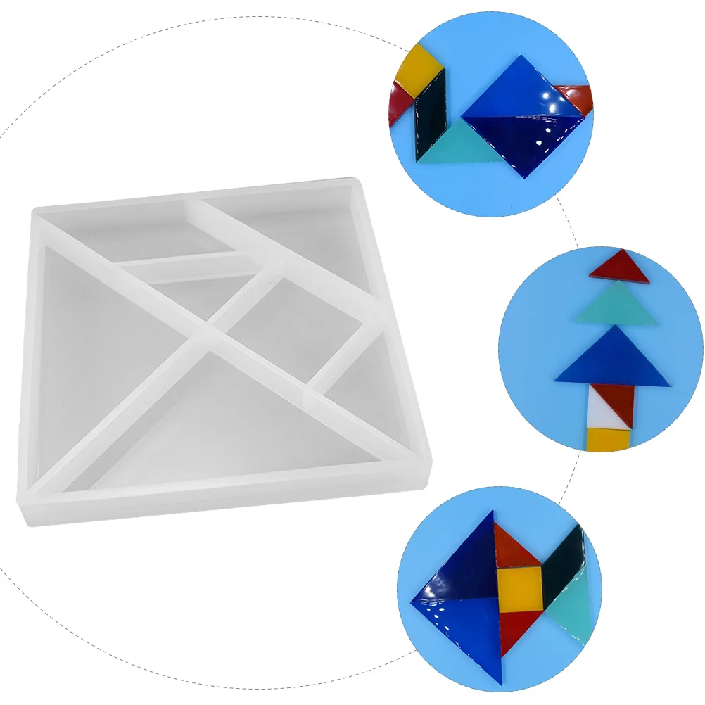 

1Pcs Silicone Tangram Mold High Transparency Flexible DIY Jigsaw Puzzle Epoxy Resin Mold Creative Crystal Silicone Mould