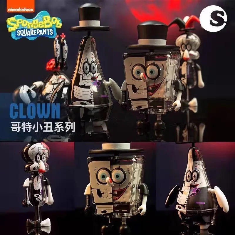 Sponge Bob Gothic Clown Series Building Block Toys Limited Edition Genuine Blind Box Trendy Toy Doll Ornament Children'S Toys