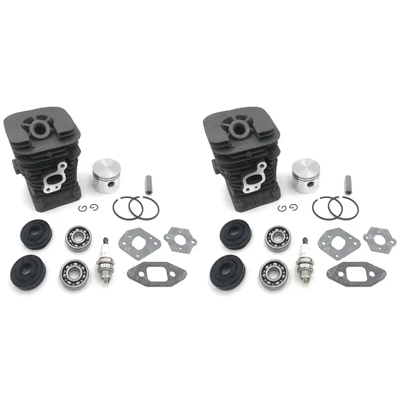 ABUP-2 Set 41.1Mm Chainsaw Cylinder And Gasket Piston Assy Spark Plug Grooved Ball Bearing Kit For Partner 350 Partner 351