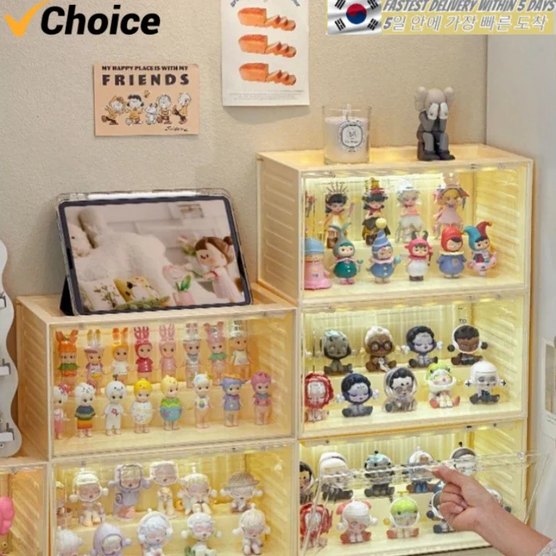 

1 Pack Stackable Collectible Display Case With Motion Sensor LED Lights For Action Figures Mini Toys Durable Clear Showcase Box