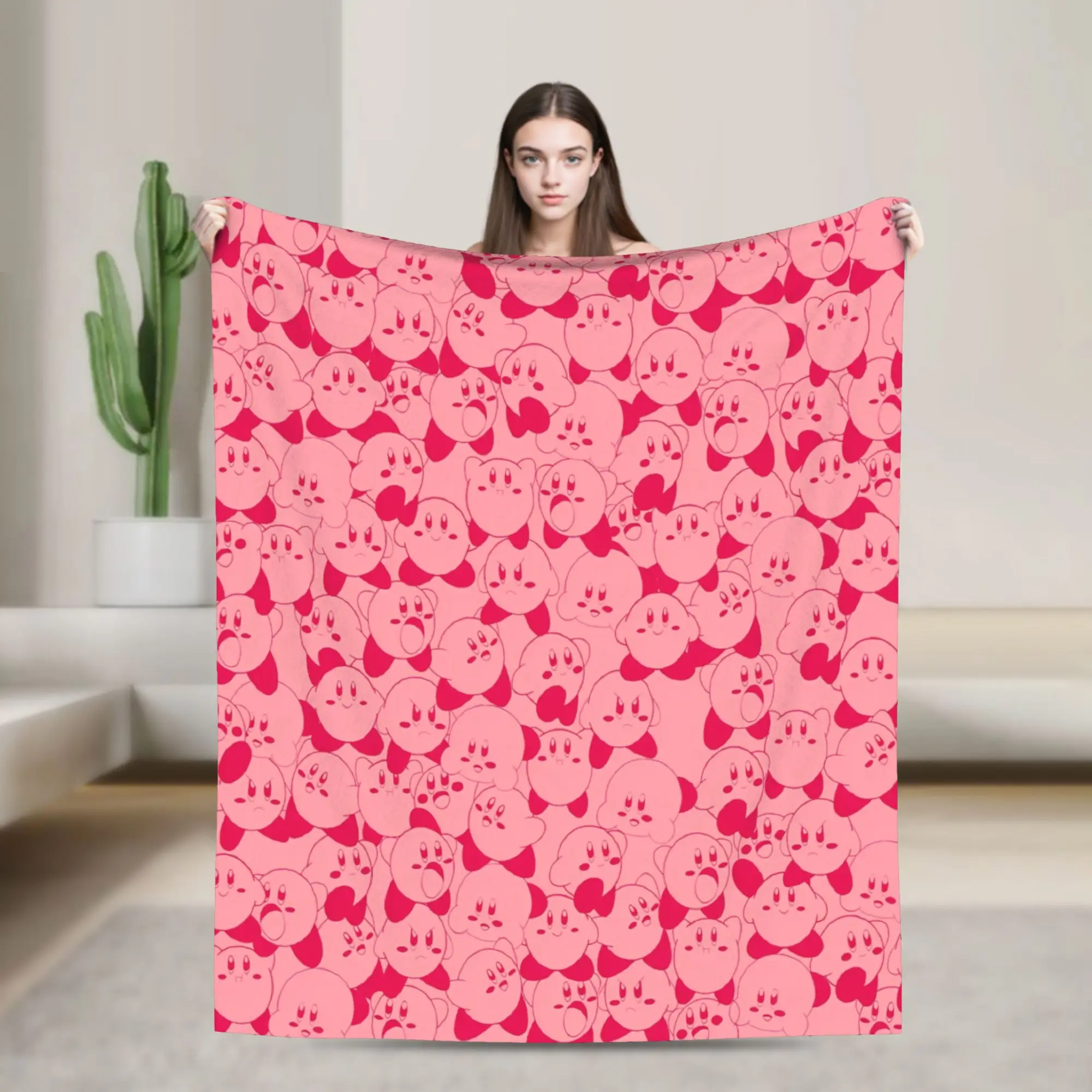 K-Kirbys Cartoon Stars Kawaii Plush Blanket Boy Girl  Flannel Throw Blanket For Home Decor Super Warm Bedspread Gift Idea