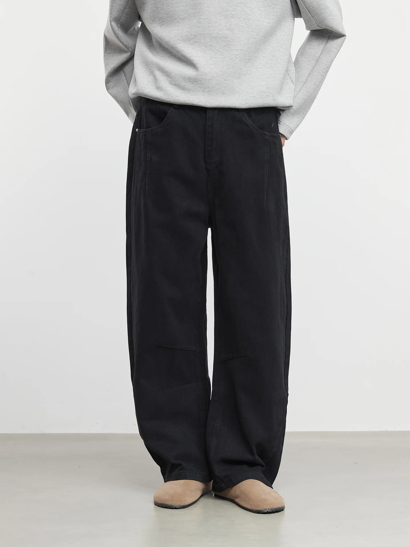 Yizhi  Scimitar casual pants men's spring and autumn new loose straight cotton wide-leg pants