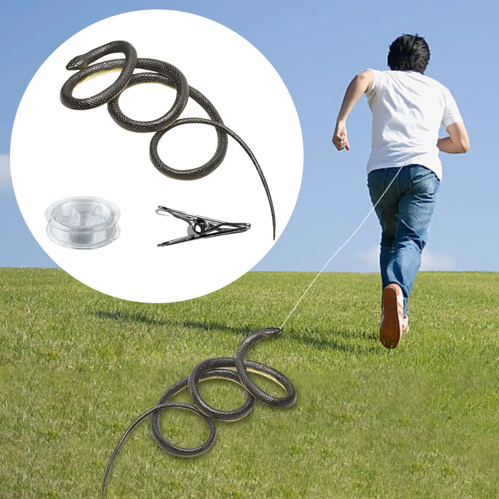 Snake on A String Prank Props with String and Clip Fake Snake Prank Props Realistic Rubber Snake for Teasing Friends