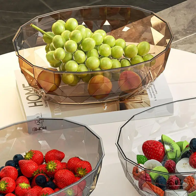 Fruit Bowl Transparent Dessert Bowl Fruit Plate Decorative Mixing Bowl Candy Nut Bowl Candy Dish for Kitchen Snacks Fruit Salad