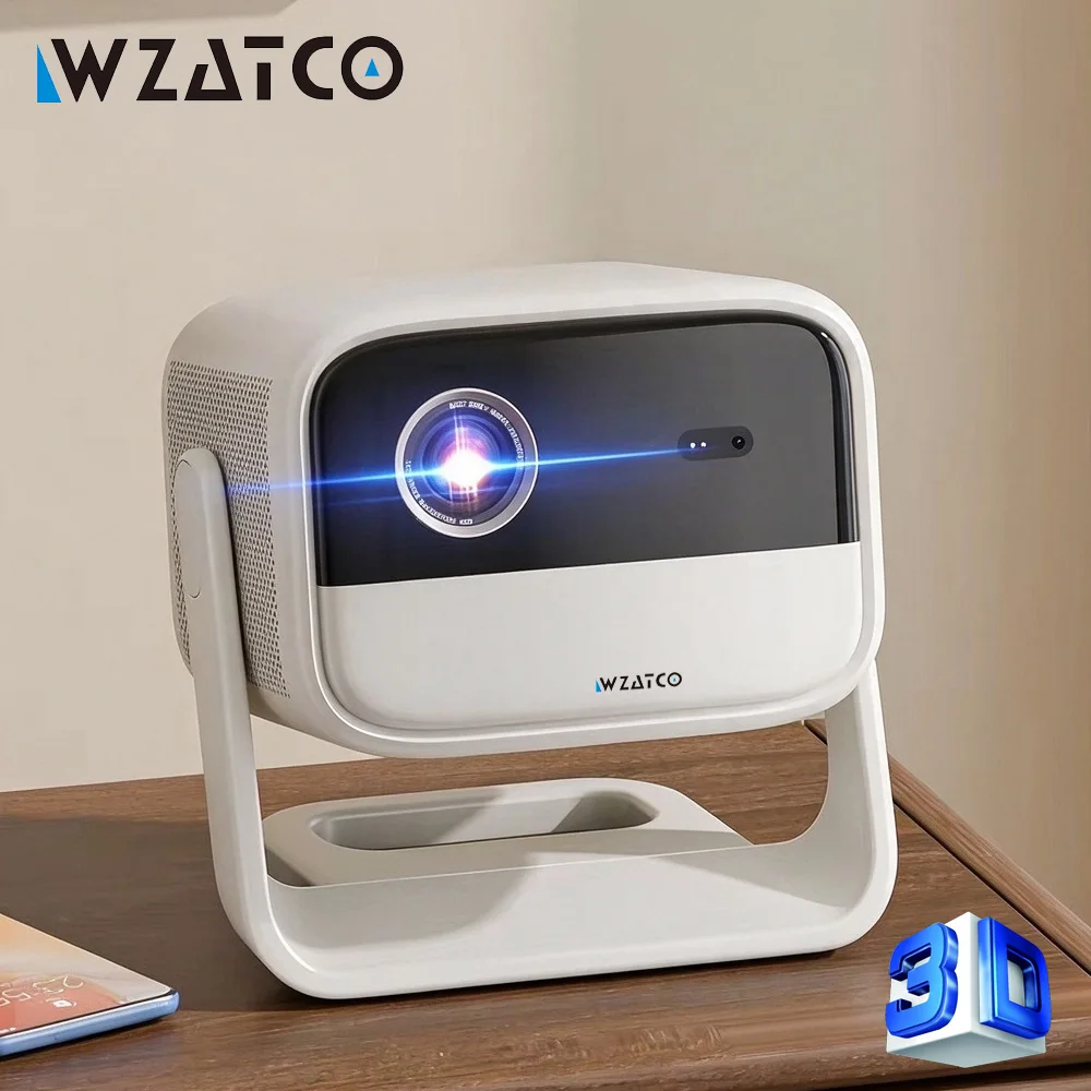 WZATCO S7 300inch Auto Focus MEMC Built-in Battery Portable Android WiFi Smart 4K DLP 3D Projector Home Theater Beamer Proyector