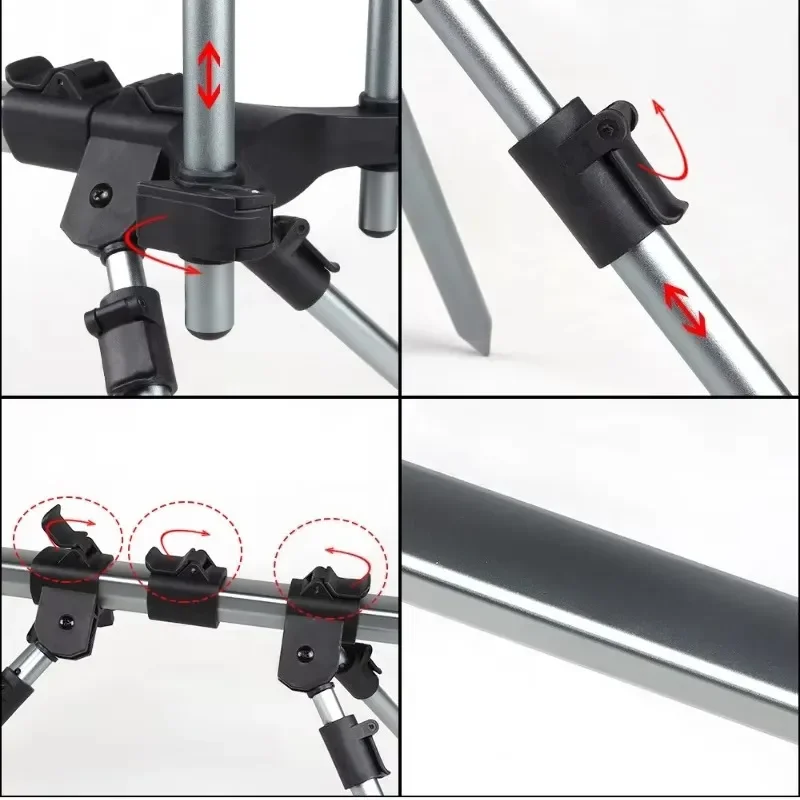 Top Quality Aluminum Alloy Telescopic Bracket T-shaped Pipe Adjustable Angle Bracket Throwing Rod Bracket for Outdoor Fishing