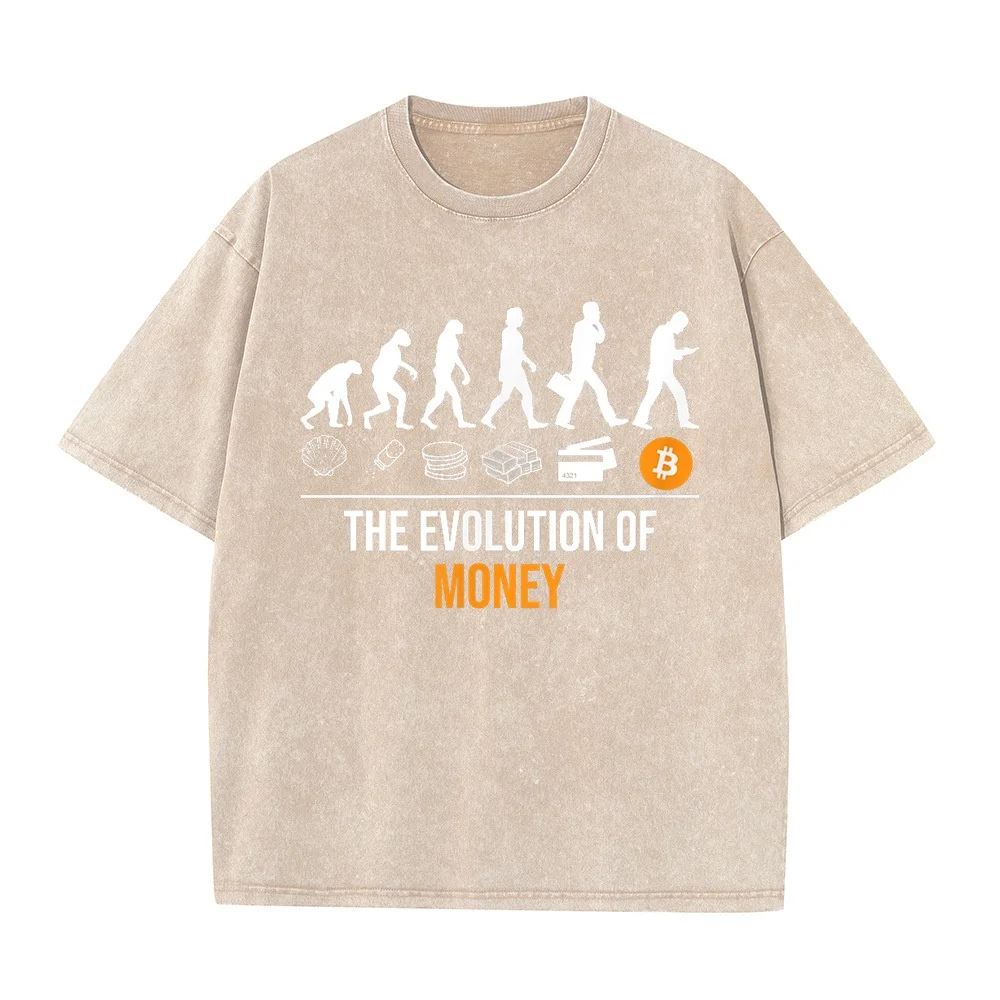 Bitcoin The Evolution Of Money T-Shirt ملابس Cotton Men's T-Shirts Casual Street Tee Shirt Soft T Men Humor Graphic Funny Quote