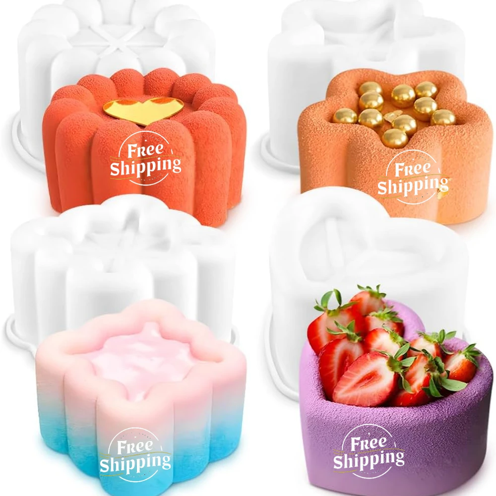 

Round Heart Star Square Bento Cake Silicone Mold Chocolate Mousse Mould Soap Candle Gypsum Making Moulds Kitchen Bakeware