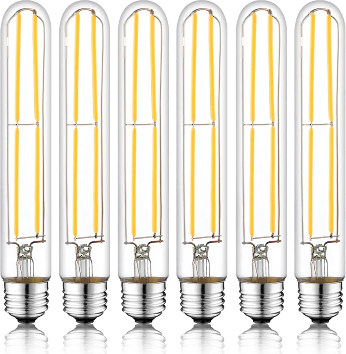 

6W T10 LED Bulb, 80W Equivalent, 3000K Warm White, Dimmable, 800LM, E26 Base, 6-Pack
