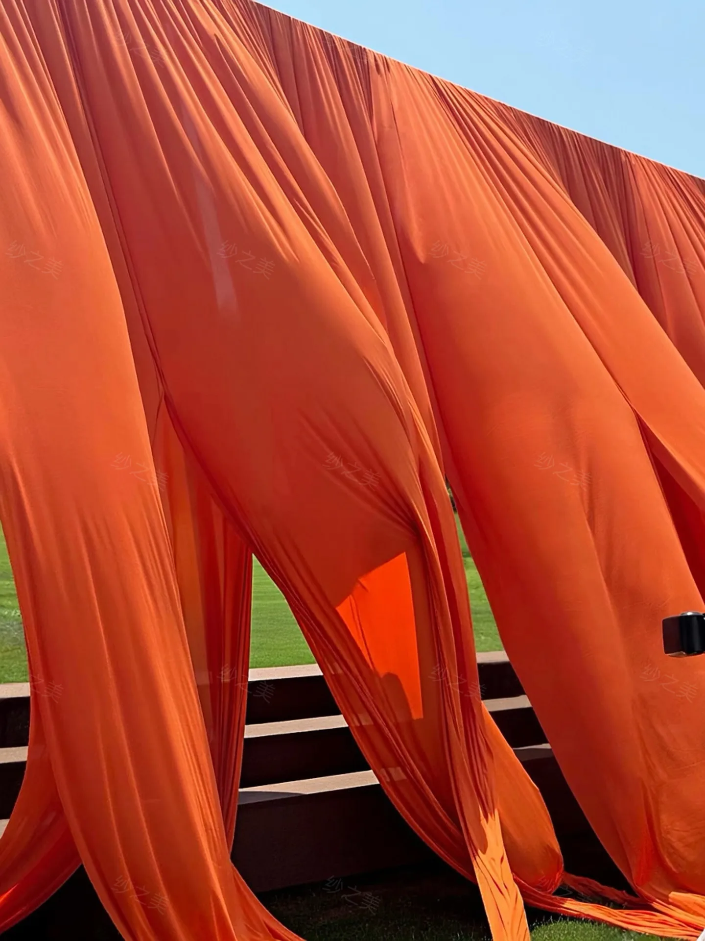 Orange Sunset Yellow Elastic Fabric Cloth Milk Silk Draping for Wedding Background Tablecloth Purdah Stage Fabric