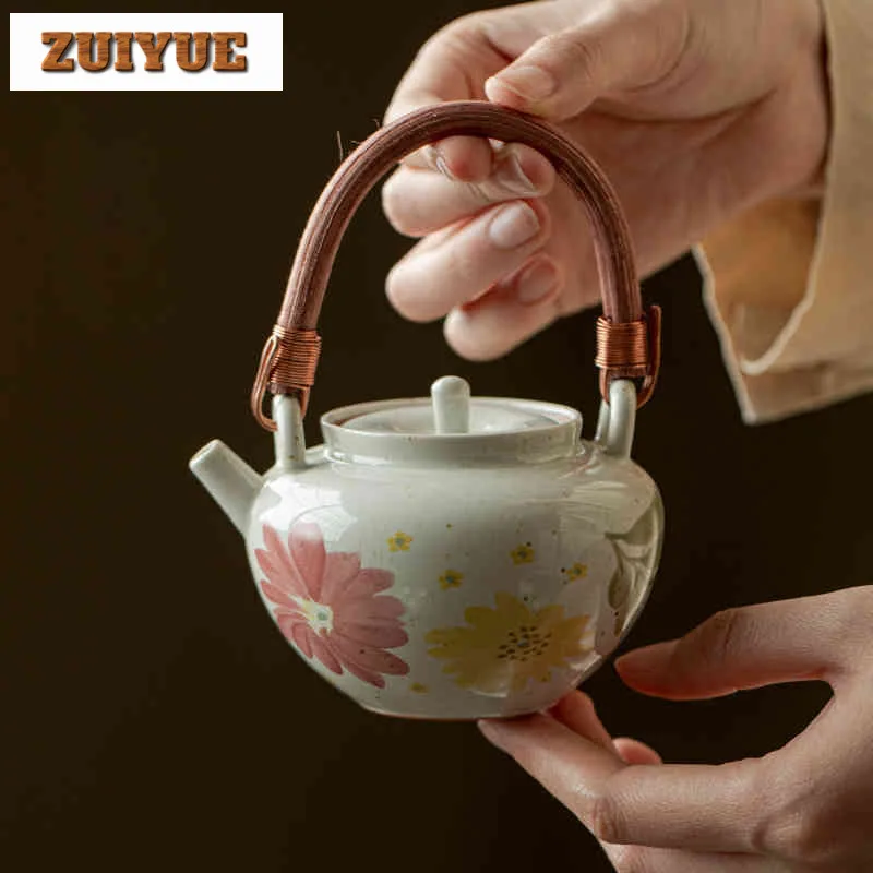 

220 мл плетеный подъемный чайник из ротанга с подъемной ручкой, чайник ручной работы для заварки чая, чайник с шариковым отверстием, аксессуары для ча, украшения