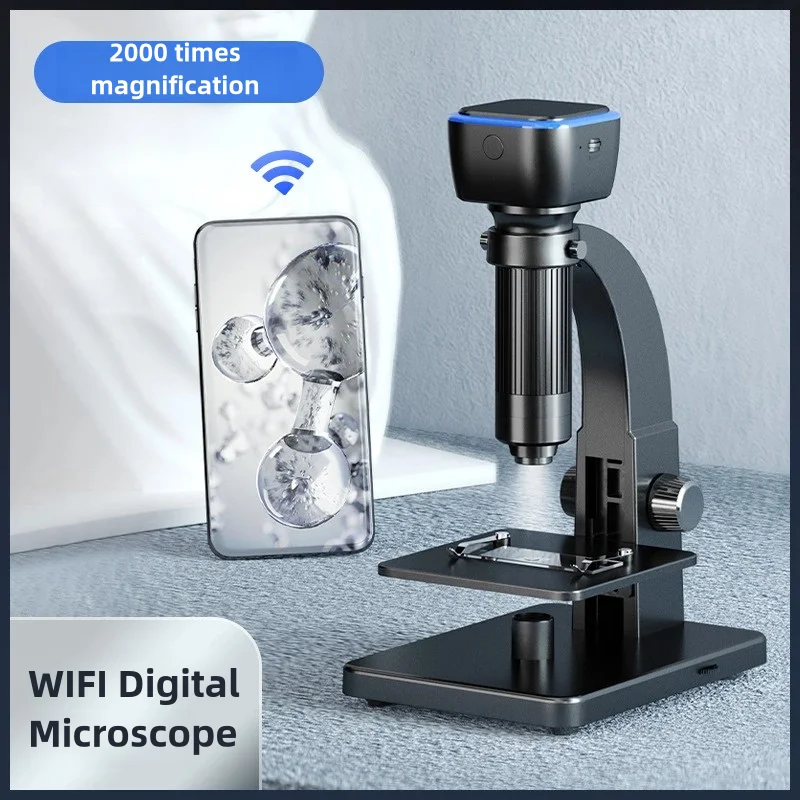 2000X Biological Microscope Dual Lens WiFi USB Digital Microscope Wireless HD Endoscope Camera With 11 LED for IOS Android PC