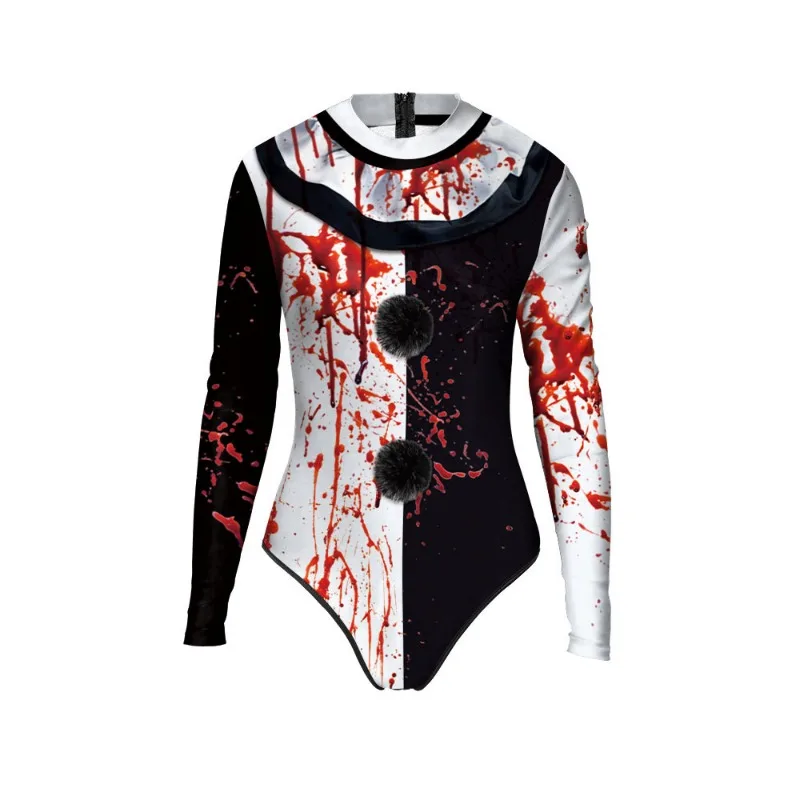 Halloween Clown Bloody Terrifier Cosplay Scary Terrifier 3 Moive Printed Jumpsuit Costume Zenti Party Cosplay Bodysuit Romper