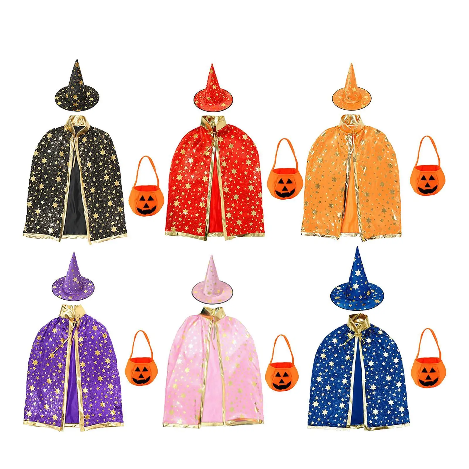 Wizard Cape Fancy Dress for Children Pretend Play Witch Cloak for Festival Carnival Birthday Stage Performance Party Favors