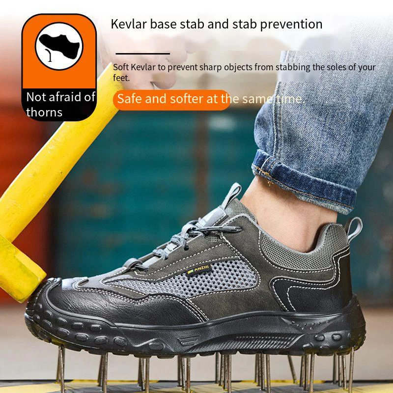 Labor Protection Shoes Lightweight Breathable Anti Slip Welding Shoes Anti Smashing Steel Toe Anti Piercing Safety Shoes