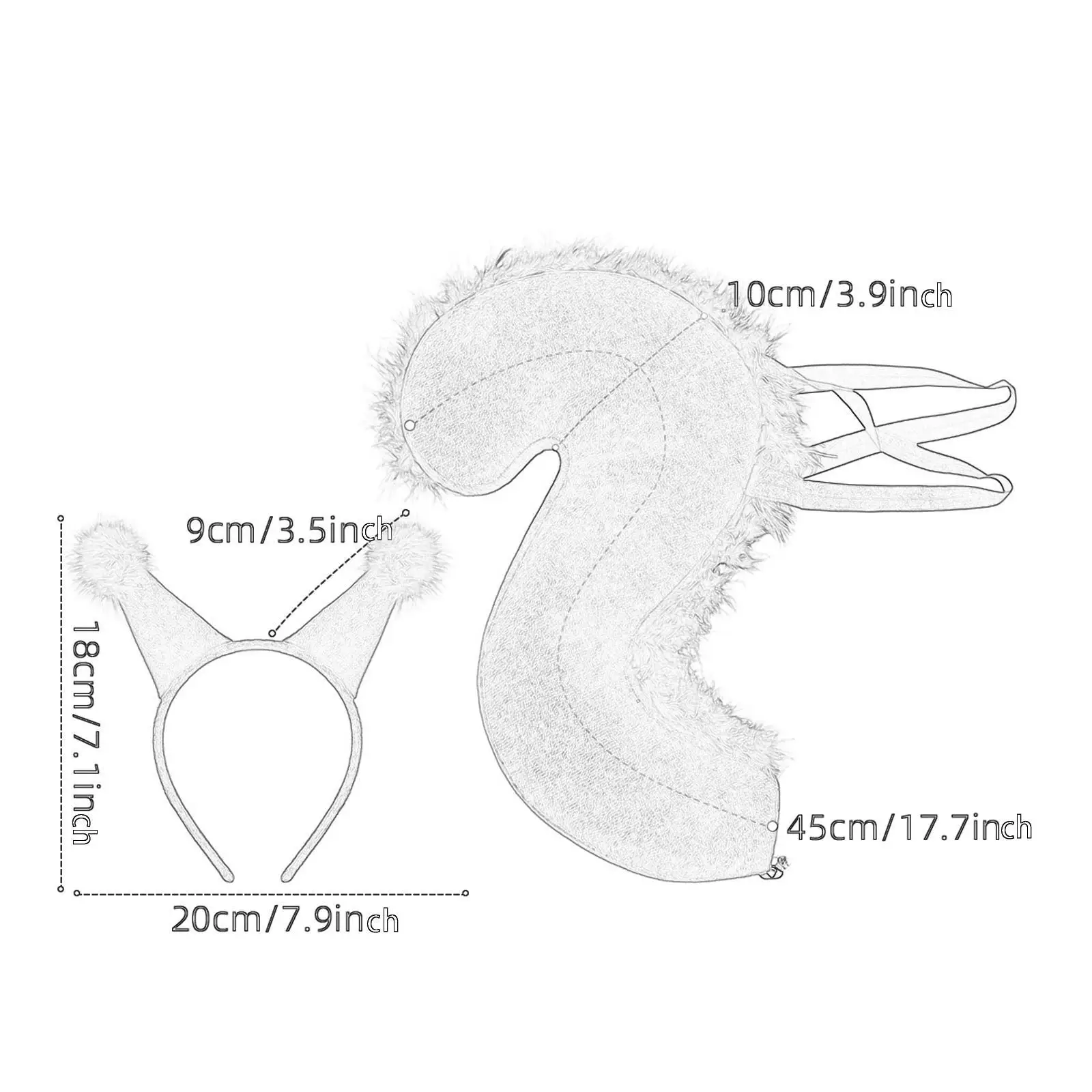Girls Halloween Squirrel Tail and Ears Set Fun Cosplay Costume Polyester Headband for Kids Carnival Events