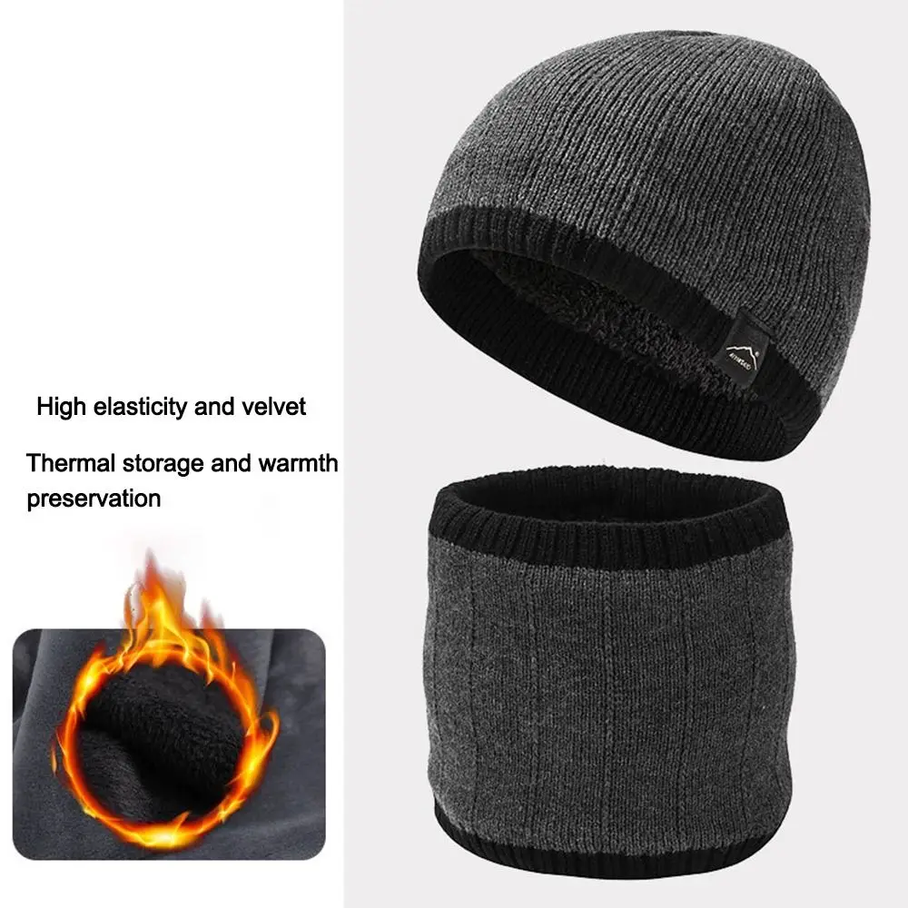 New Warm Hat Scarf Set Fleece Lining Neck Protection Skullcap Riding Hat Outdoor