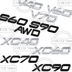 Emblema de Metal 3D para coche, calcomanías para carrocería, pegatina para parte trasera del maletero, insignia de letras para V40, V60, V70, S60, S90, XC40, XC70, XC60, XC90, Volvo