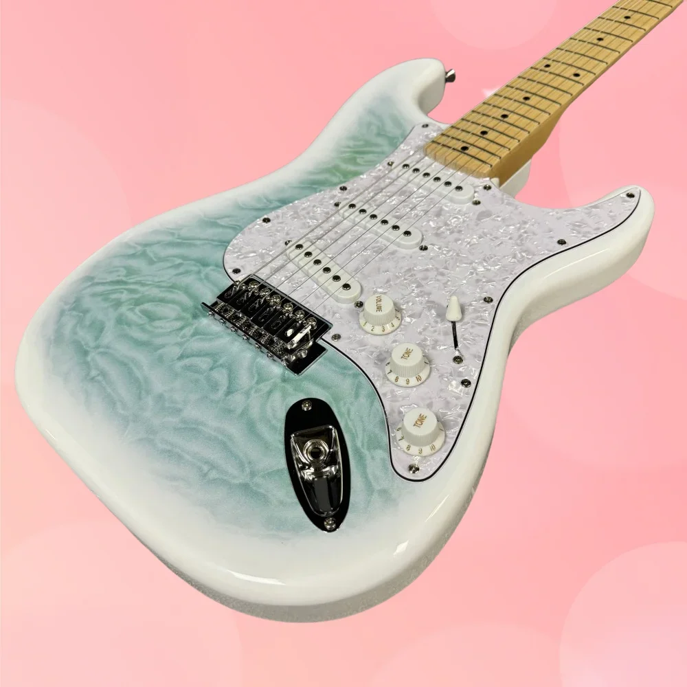 

Free Transportation Fine Craftsmanship Water Green ST Electric Guitar Maple Fingerboard Mahogany Body Comfortable Hand Feel