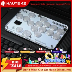 Haute42 Arcade Joystick Hitbox Controller senza leva Bastoni da combattimento per PC / Ps4 /Switch Mini Hitbox Gioco di combattimento Arcade Stick