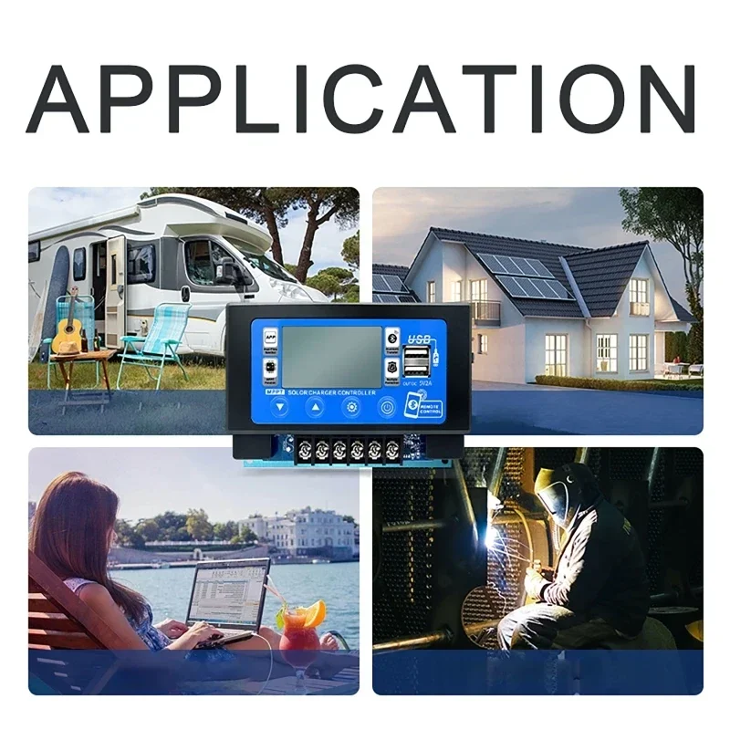 30A 60A Bluetooth WiFi Solar Charge Controller 12V/24V LCD Digital Display Embedded Snap-on Energy Storage MPPT Controller